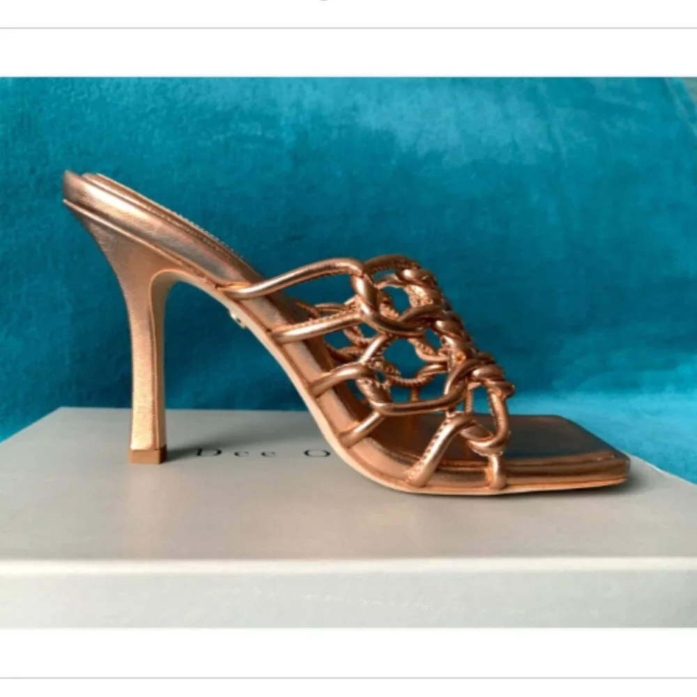 NIB Dee Ocleppo Leather Metallic Copper Caged Mule Sandals Belize 8.5 MSRP $375 - Picture 12 of 16